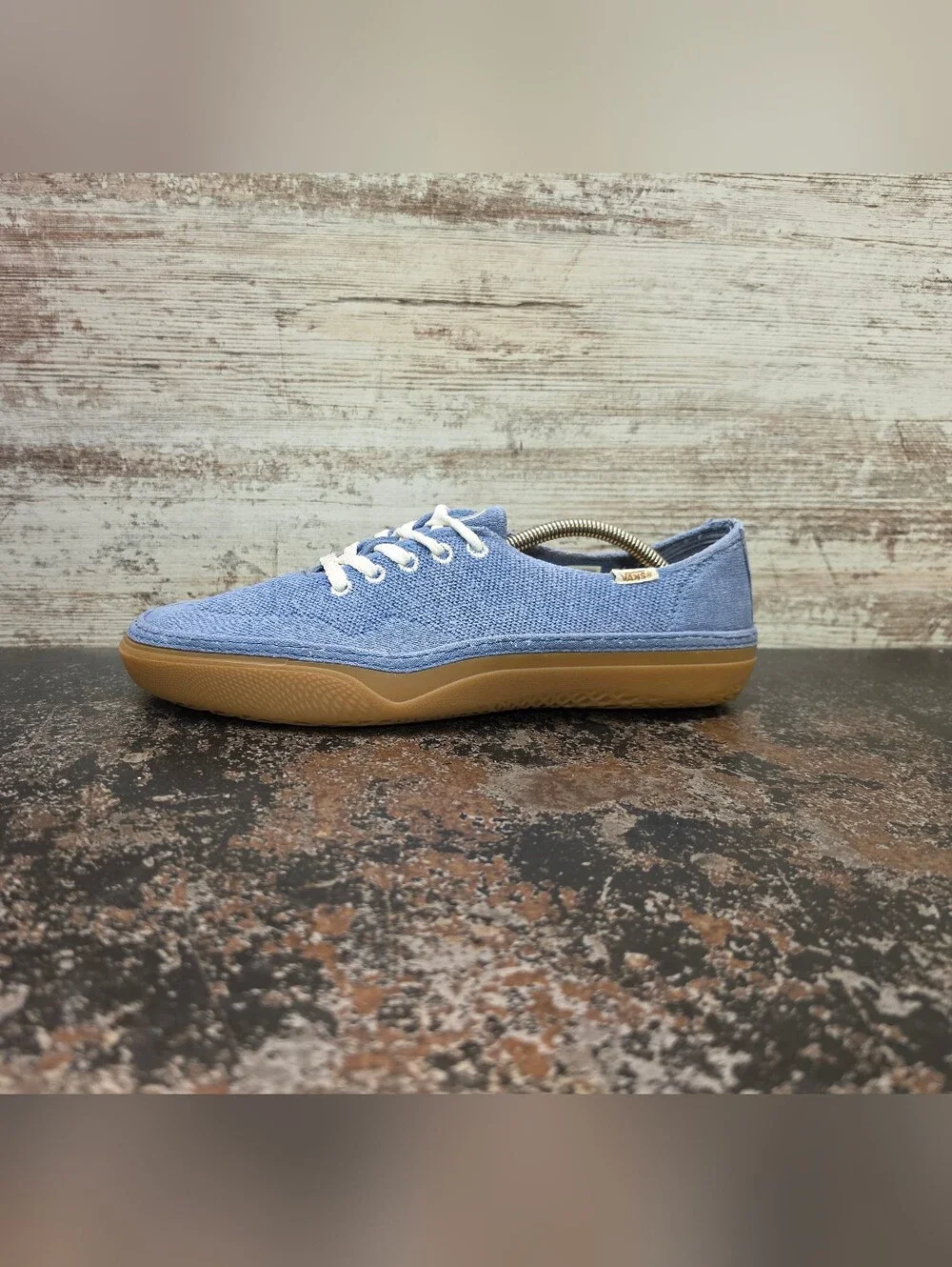 Mens Vans Circle Vee Shoes Sz 12 Blue Stretchy Knit Comfort Casual